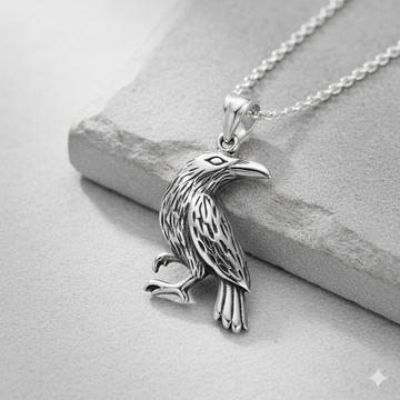 Small Raven Sterling Silver Pendant